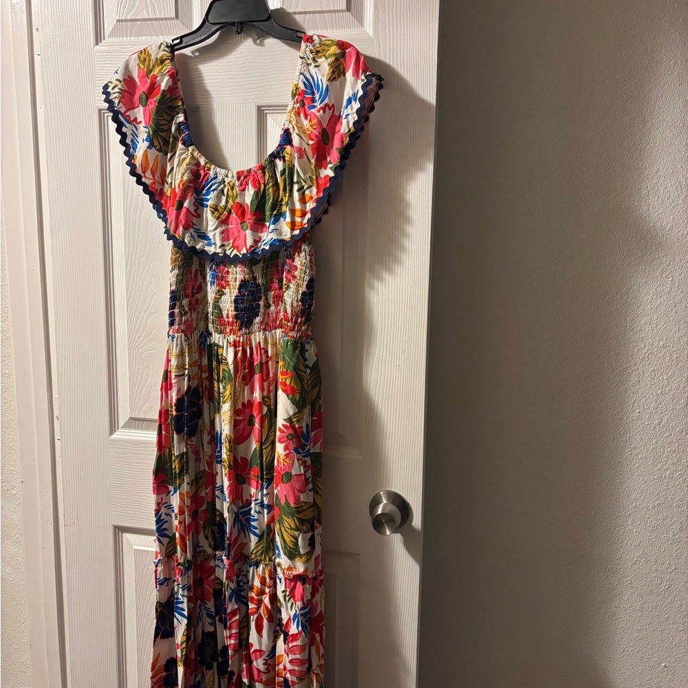 MSK White Maxi Dress with Multicolor Floral Print